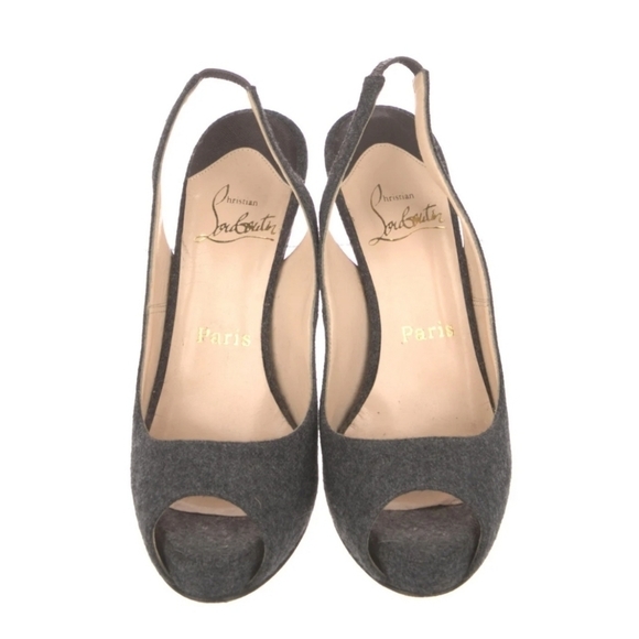 Christian Louboutin Grey Wool slingbacks size 37EU - Picture 3 of 7